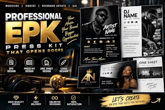 design musician epk, dj epk, dj press kit, music artist press kit, one sheet