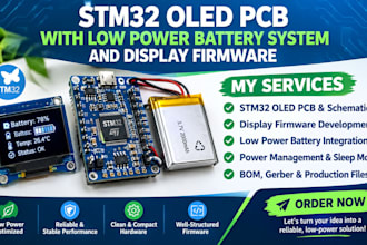 design stm32 oled pcb with low power battery system and display firmware