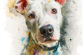 create art watercolor pet animal portrait