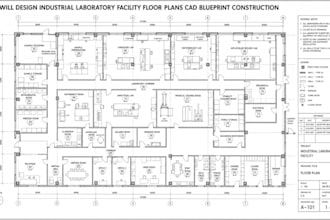 design industrial laboratory facility floor plans cad blueprint construction