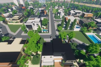 build custom modern minecraft city map server spawn lobby survival world builder