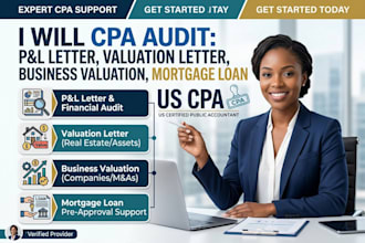 cpa audit p and l letter, valuation letter,business letter, mortgage loan letter