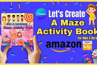 do children maze activity book, kids activity book, maze puzzles, KDP interior