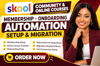 setup skool community, online kajabi course expert, skool membership onboarding