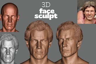 sculpt realistic 3d head 3d bust model, 3d face fully body model for 3d printing