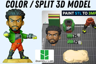 color split 3d model paint stl to 3mf for multicolor bambu lab prusa 3d printing