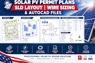 design solar pv permit plans sld layout wire sizing and autocad files