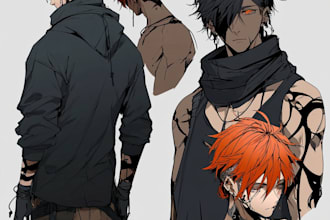 draw anime character concept art sheet