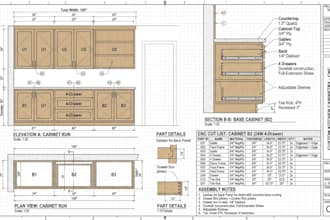 create custom kitchen cabinet shop drawings for cnc cut list fabrication