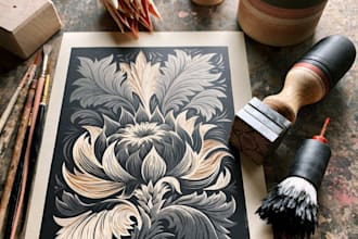 draw high quality linocut illustration for shirt design
