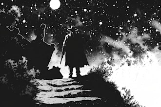 make noir horror and dark comic book illustrations