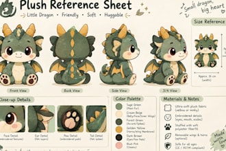 illustrate plushie reference sheet plush toy design animals character design