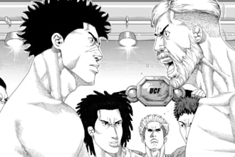 create a professional manga illustration, comic page, webtoon light novel