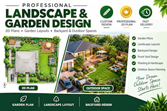 design garden plan, landscape layout and outdoor space plan