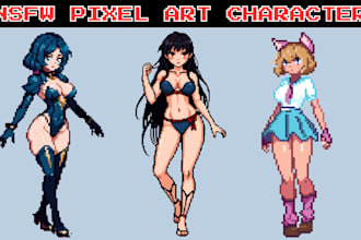 draw cyberpunk nsfw pixel art platformer character animation pokemon spritesheet