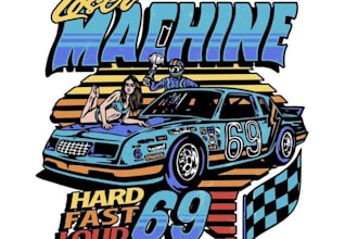 design an old school retro car racing logo for your brand