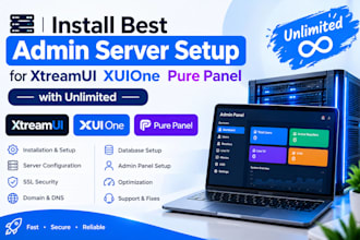 install best admin server setup for xtreamui xuione pure,panel with unlimited