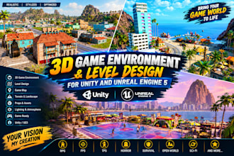 3d game environment level deign game map unity environment for unity game, ue5