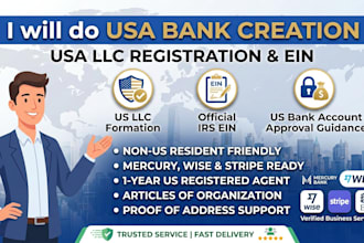do USA bank creation, USA llc registration, and ein for non USA resident