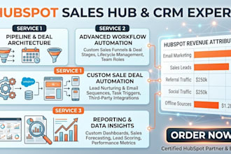 setup hubspot sales hub, hubspot marketing hub, and hubspot workflows