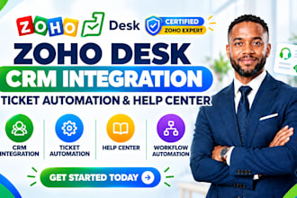 setup zoho desk CRM integration ticket automation help center workflows