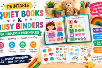 design printable quiet books, busy binders for toddlers