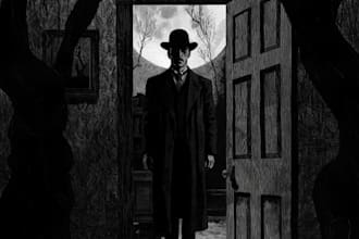 create noir, horror and dark comic book cover and illustration