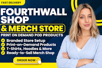 setup fourthwall shop, merch store, print on demand pod products