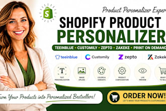 setup shopify product personalizer with teeinblue customily zepto zakeke inkybay