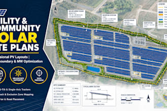 design utility scale solar pv layout and community solar site plan