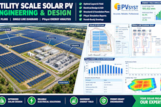 draft utility scale solar farm layout, site plan, and pvsyst report