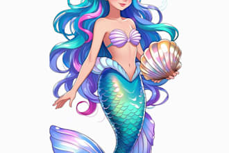 craft a custom vintage mermaid logo and vector illustration