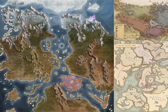 design detailed fantasy map, world map, regional map, dnd boardgame map design