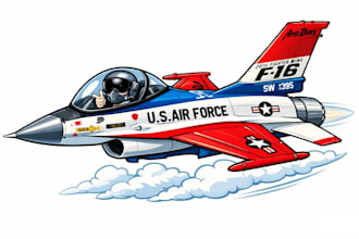 design a high quality pilot air force fighter jet logo with custom artwork