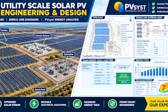 design utility scale solar layout, permit plan set, sld, and pvsyst report