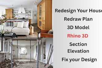 renovate and redesign your house, redesign 2d floor plan, rhino 3d