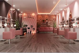 design 3d realistic beauty salon modern nail salon spa, boutique with 3d renders