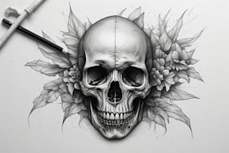 create dark and unique skull artwork designs