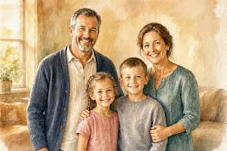 make watercolor family portrait