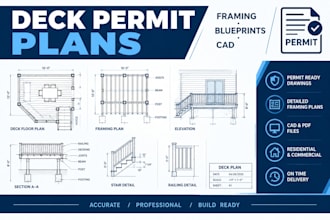 draw deck permit plans, framing plans and construction blueprints