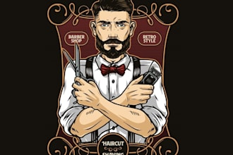 design a rugged vintage barber logo for your brand or apparel