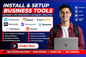 install freescout osticket espo crm monichaq documenso baserow metabase redash