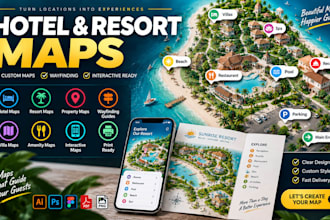 design custom hotel resort maps property maps  guest wayfinding guides
