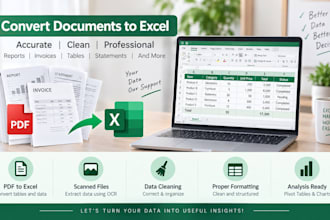 convert PDF to excel, scanned PDF to excel and clean data