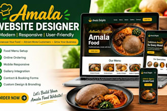 food website for amala, restaurant, and catering brand