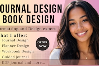 design journal, planner, workbook, do kdp book interior formatting, book design