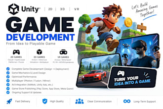 develop a 2d 3d or VR game in unity