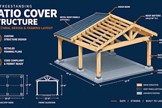 design patio cover structural plans, permit drawings, beam post footing