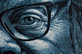 create linocut or fantasy animal portraits