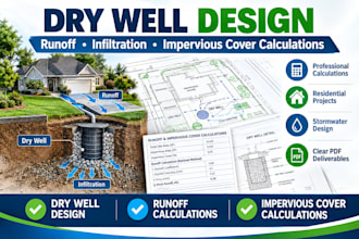 design dry wells with runoff and impervious cover calculations